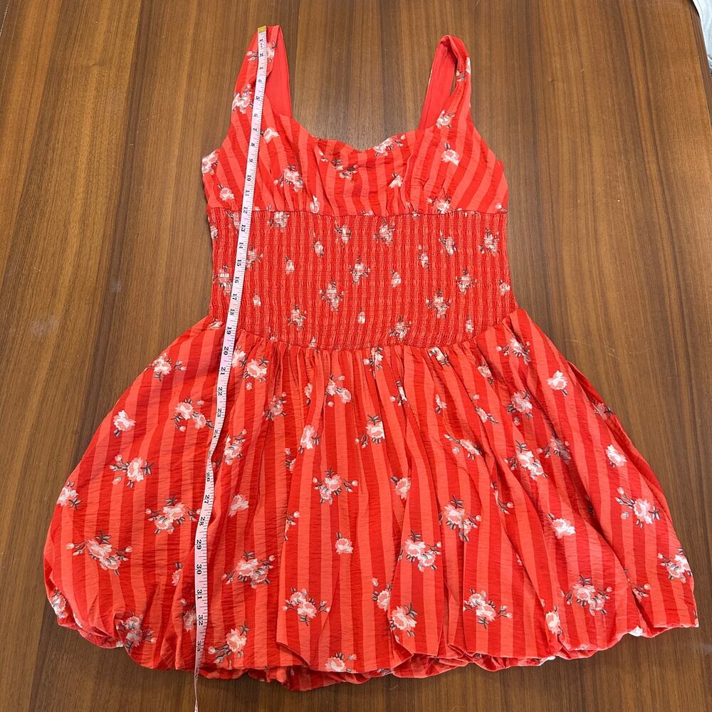 Anthropologie Rust Floral Smocked Square Neck Mini Bubble Dress, Vacation, L NWT - Picture 8 of 10